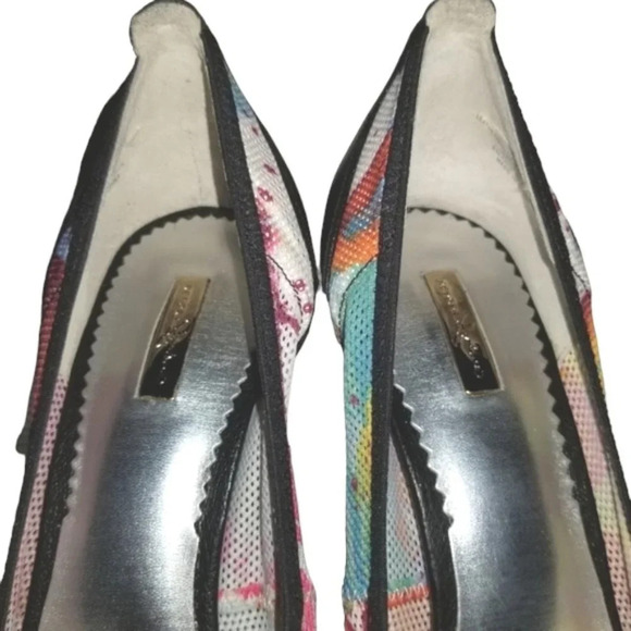 Report Signature 6.5 'Toluca' Y2K Colorful Paint Splatter Mesh Peep-Toe Pump - Picture 8 of 15